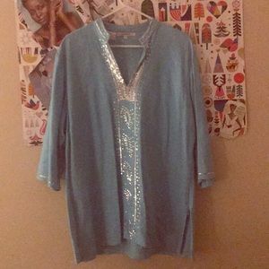 Neat sky blue plaid shirt